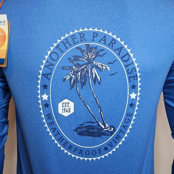 WEATHERPROOF LONG SLEVES RASHGUARD, BLUE, MEDIUM, UPF 50+ - Picture 5 of 12